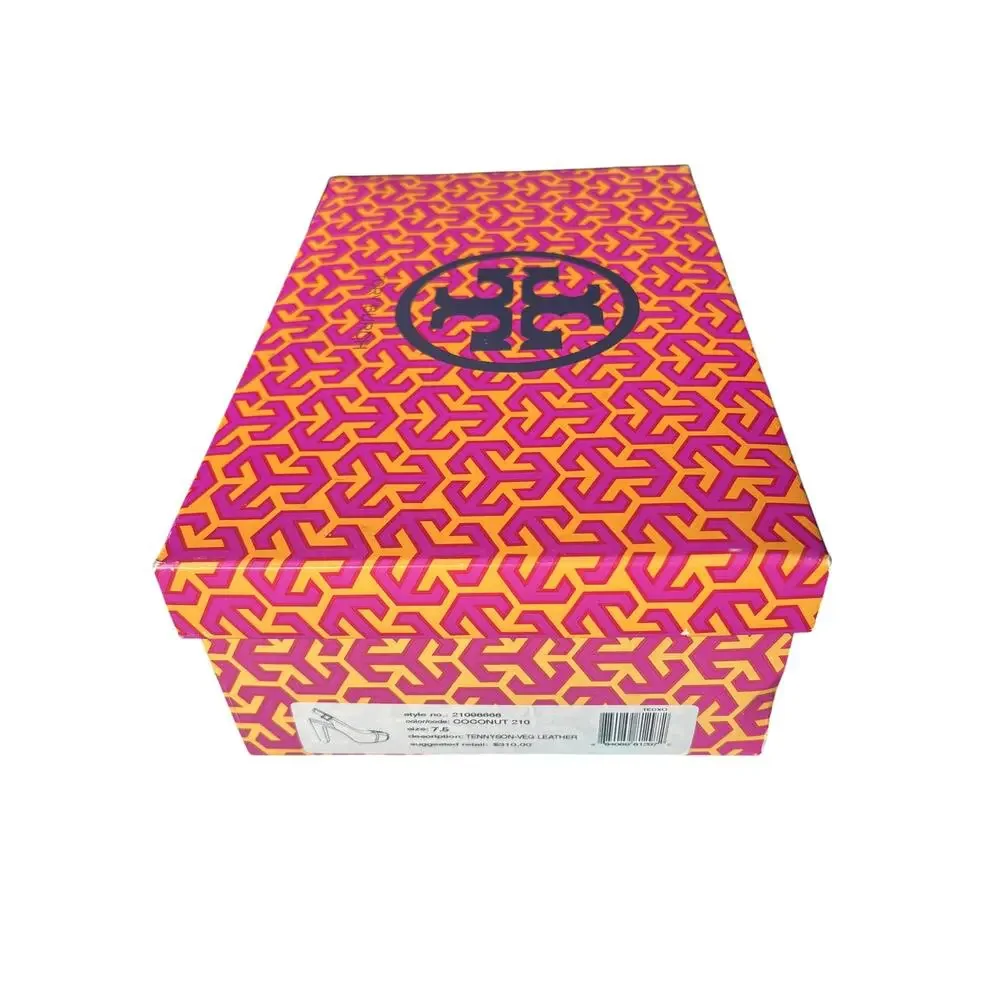 Tory Burch Tennyson Coconut 210 Vegan Leather Peep Toe Slingback Heels 7.5
